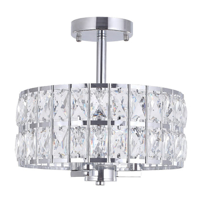 3-Light Crystal Semi Flush Mount Lights for Living Room Hallway