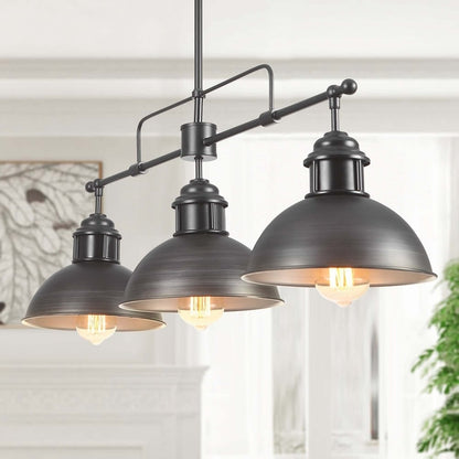 3-Light Farmhouse Retro Metal Linear Dome Pendant Light/Kitchen Island Lights