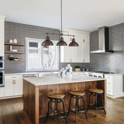 3-Light Farmhouse Retro Metal Linear Dome Pendant Light/Kitchen Island Lights