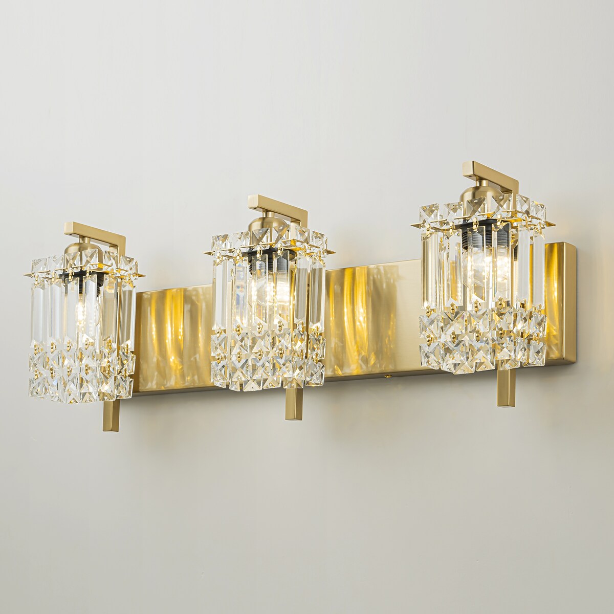 Applique murale moderne et glamour pour salle de bain, 3 lumières, cristal, pour miroir