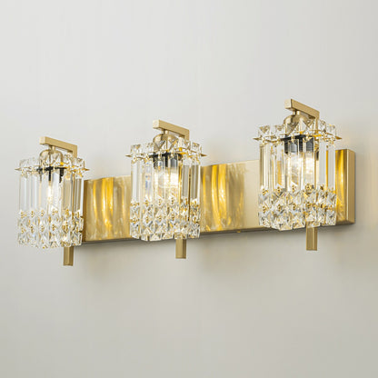 Applique murale moderne et glamour pour salle de bain, 3 lumières, cristal, pour miroir