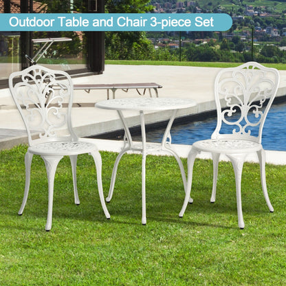 3-Piece Aluminum Outdoor Patio Butterfly Table and Chairs with Umbrella Hole