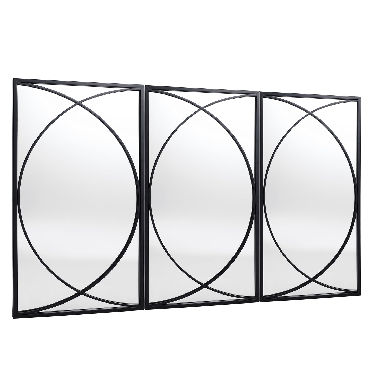 Ensemble de 3 miroirs muraux rectangulaires en métal noir - 80,6 H x 40 L x 1,9 l (cm)