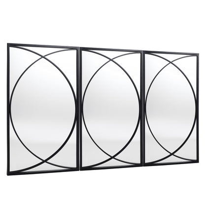 Ensemble de 3 miroirs muraux rectangulaires en métal noir - 80,6 H x 40 L x 1,9 l (cm)