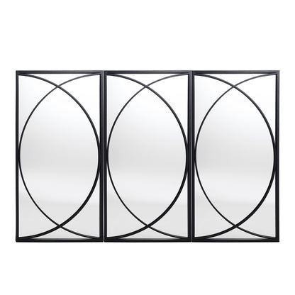 Ensemble de 3 miroirs muraux rectangulaires en métal noir - 80,6 H x 40 L x 1,9 l (cm)