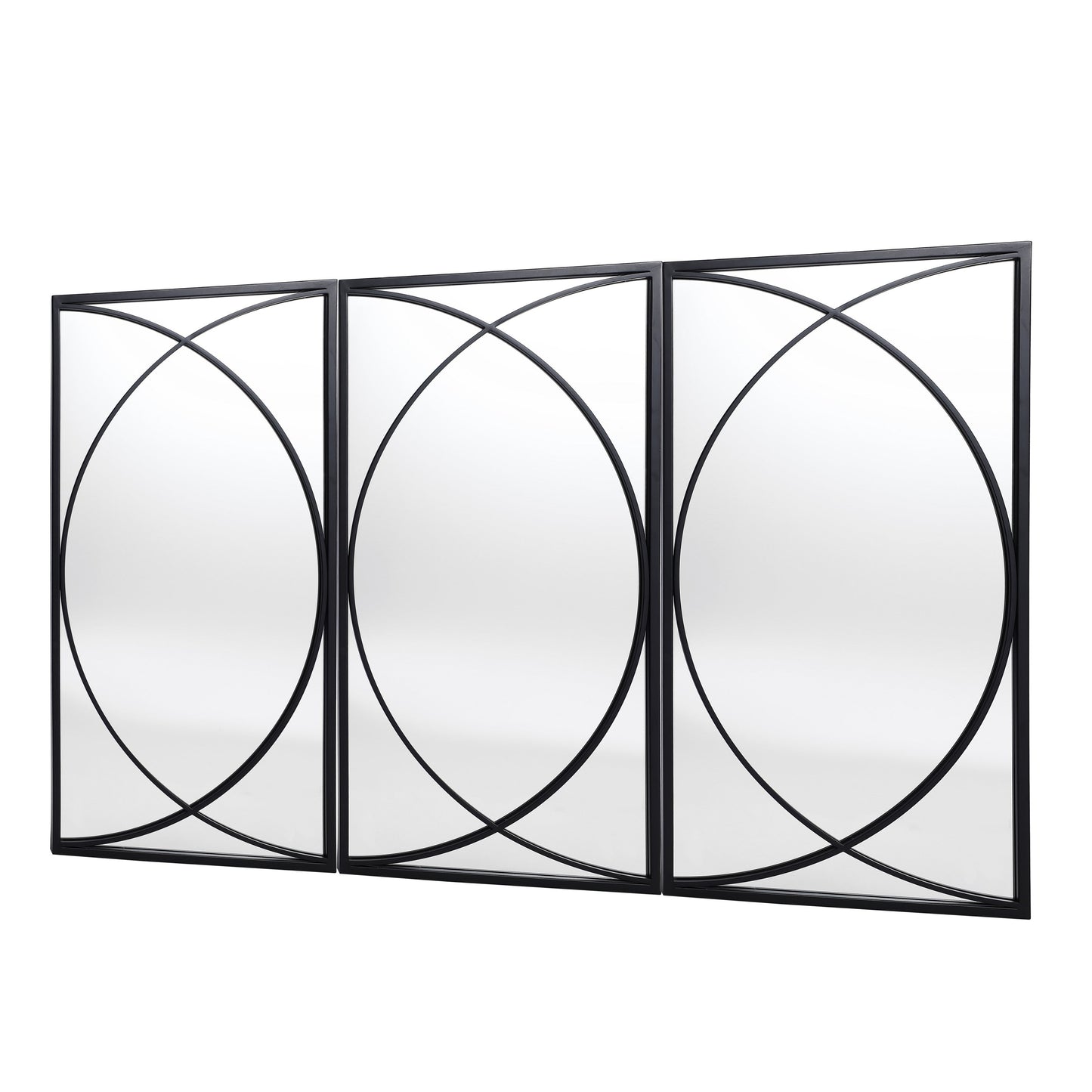 Ensemble de 3 miroirs muraux rectangulaires en métal noir - 80,6 H x 40 L x 1,9 l (cm)