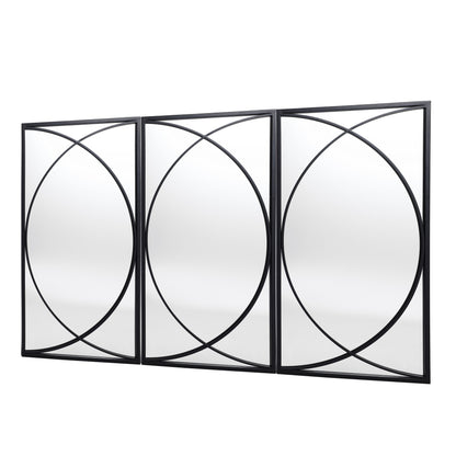 Ensemble de 3 miroirs muraux rectangulaires en métal noir - 80,6 H x 40 L x 1,9 l (cm)