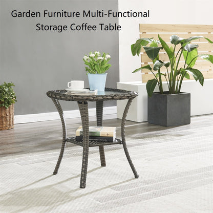 Gymojoy Ensemble de 3 pièces en rotin pour extérieur, chaise basculante pivotante avec coussin et table.