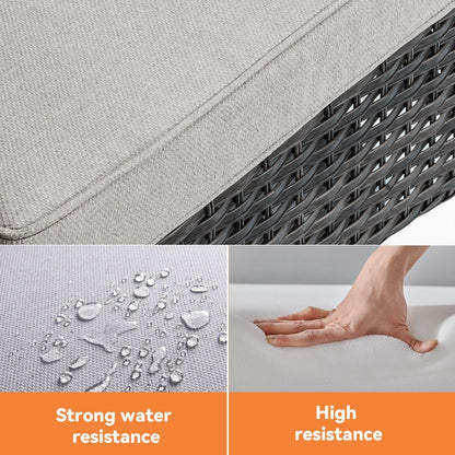 Gymojoy Ensemble de 3 pièces en rotin pour extérieur, chaise basculante pivotante avec coussin et table.