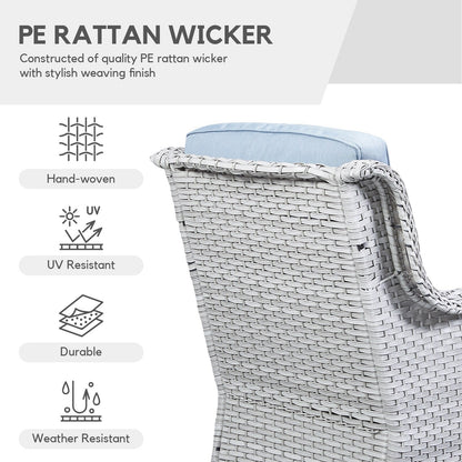 Gymojoy Ensemble de 3 pièces en rotin pour extérieur, chaise basculante pivotante avec coussin et table.