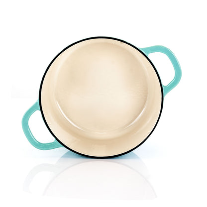 Casserole en fonte émaillée de 3 quarts de litre, couleur bleu arctique.