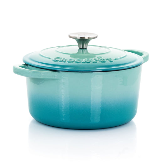 Casserole en fonte émaillée de 3 quarts de litre, couleur bleu arctique.