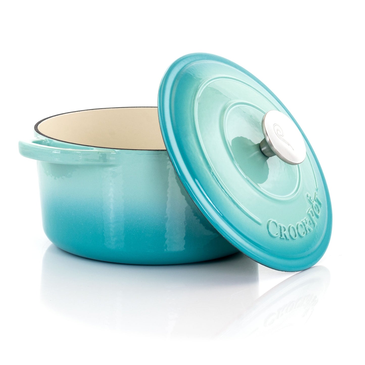 Casserole en fonte émaillée de 3 quarts de litre, couleur bleu arctique.