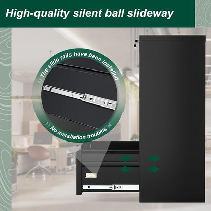 3 Drawer Metal Locking File Cabinet for Home Office, Rolling Cabinet Fully Assembled