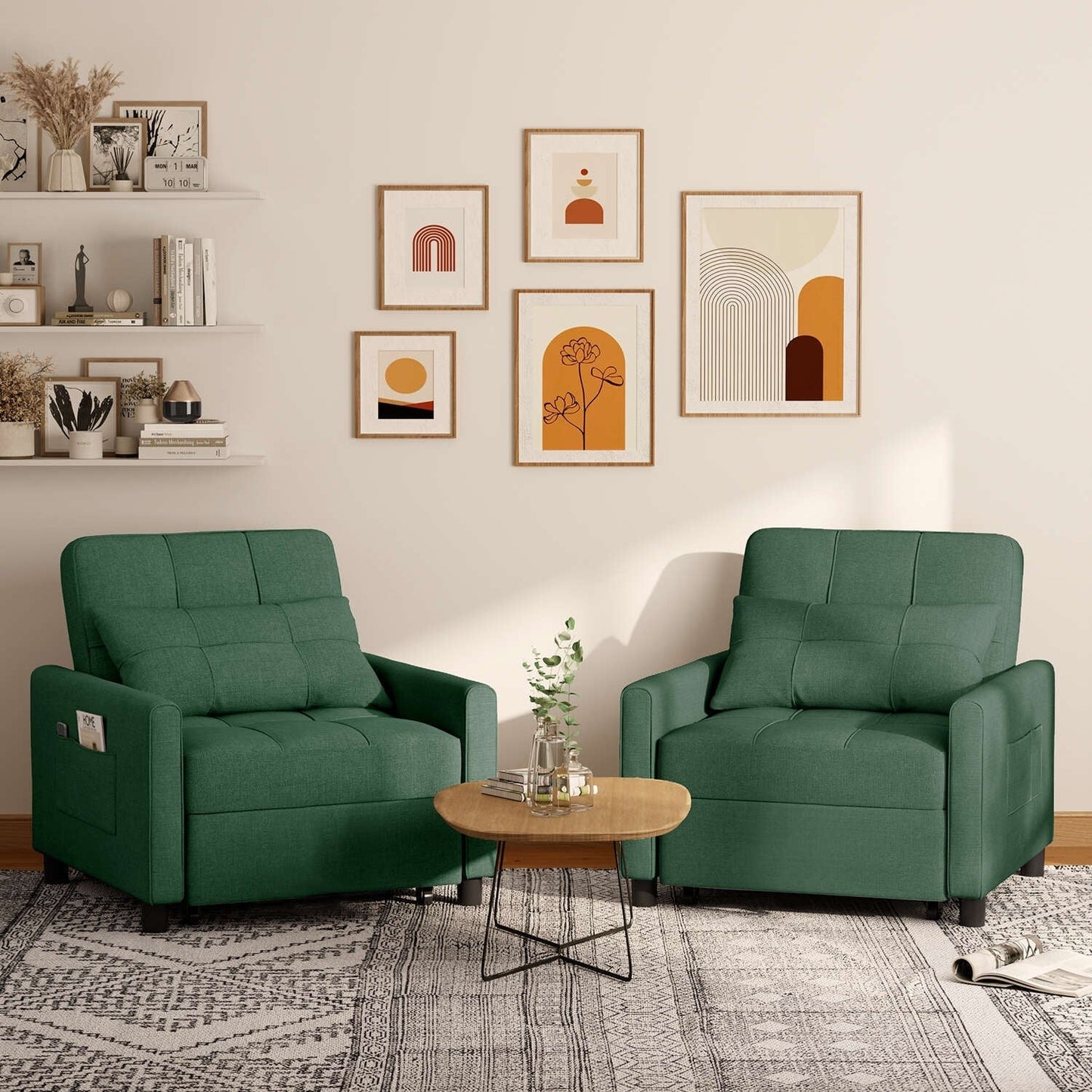 Canapé-lit convertible 3-en-1, canapé-lit escamotable, lit de salon pliable et transformable