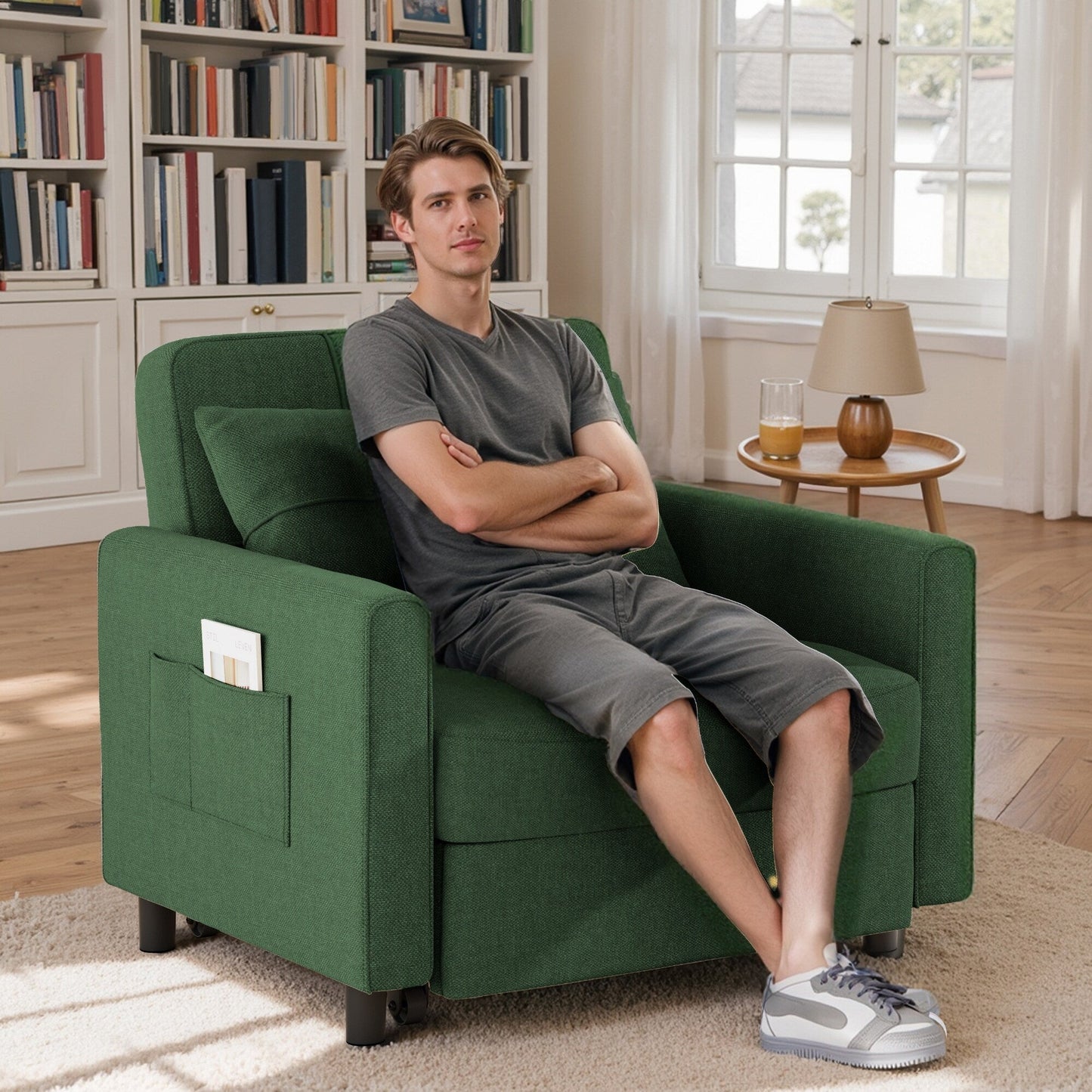 Canapé-lit convertible 3-en-1, canapé-lit escamotable, lit de salon pliable et transformable