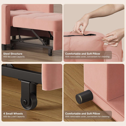 Canapé-lit convertible 3-en-1, canapé-lit escamotable, lit de salon pliable et transformable