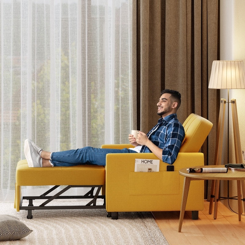 Canapé-lit convertible 3-en-1, canapé-lit escamotable, lit de salon pliable et transformable