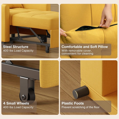 Canapé-lit convertible 3-en-1, canapé-lit escamotable, lit de salon pliable et transformable