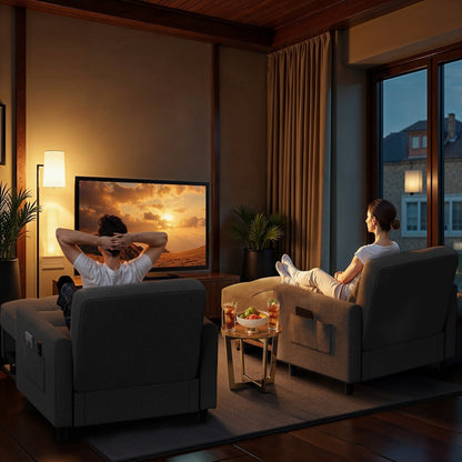 3-in-1 Pull-Out Sofa Bed Sleeper Chair , Convertible Adjustable Foldable Upholstered Lounge Couch