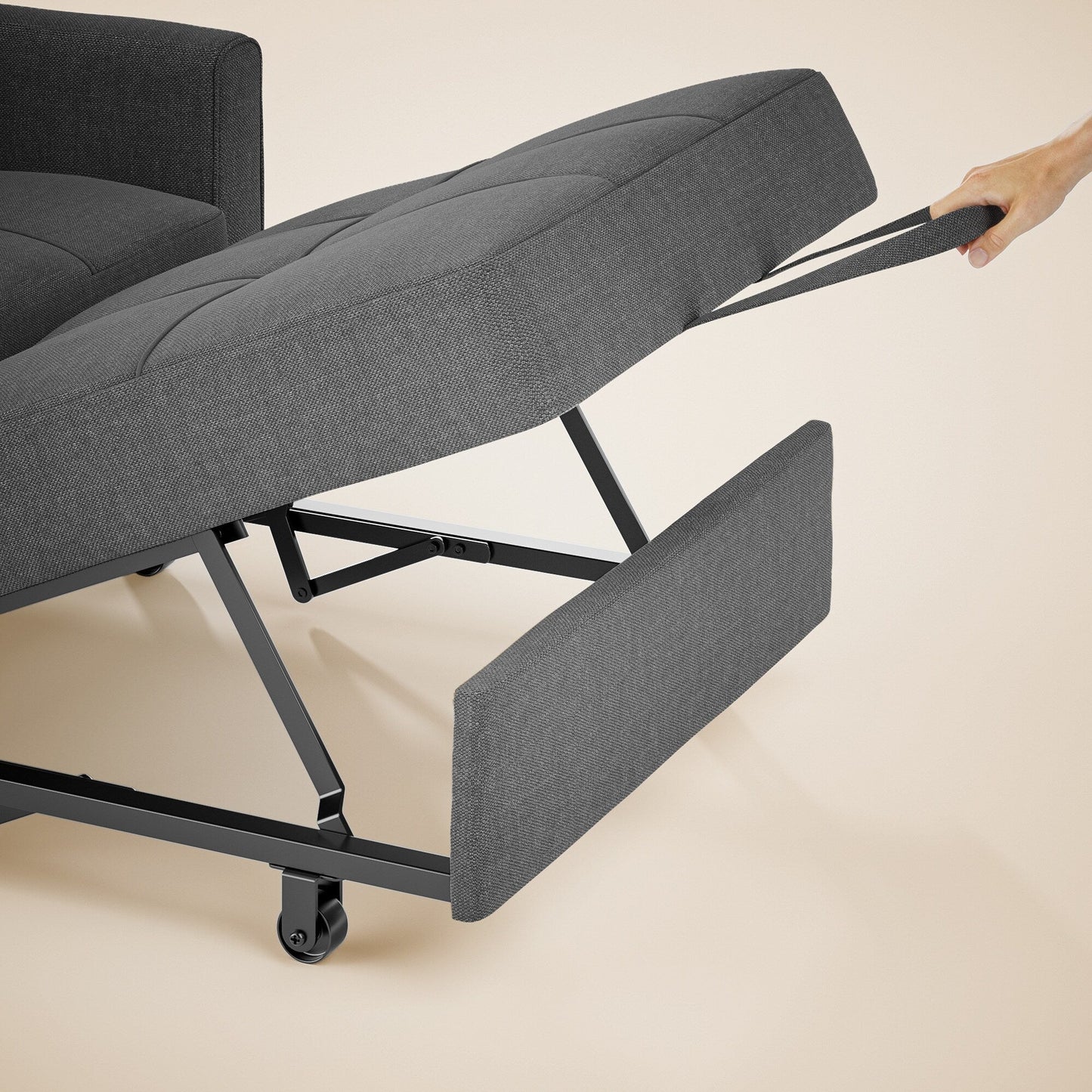 3-in-1 Pull-Out Sofa Bed Sleeper Chair , Convertible Adjustable Foldable Upholstered Lounge Couch