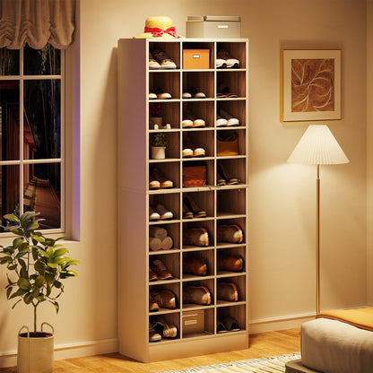 Meuble à chaussures haut pour 30 paires, étagère à chaussures en bois blanc à 10 niveaux pour placard, entrée - 10 niveaux