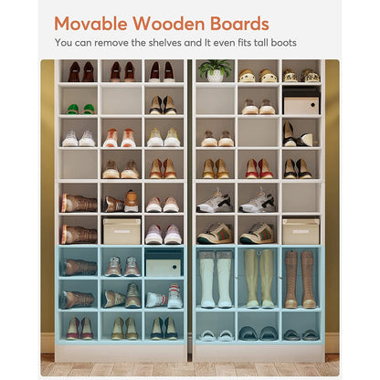 Meuble à chaussures haut pour 30 paires, étagère à chaussures en bois blanc à 10 niveaux pour placard, entrée - 10 niveaux