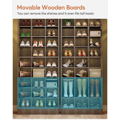 Meuble à chaussures haut pour 30 paires, étagère à chaussures en bois blanc à 10 niveaux pour placard, entrée - 10 niveaux