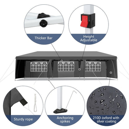 Caravane Pop-up en Oxford 30x10 pi avec 8 sacs de sable et 8 parois latérales avec auvent de type "bateau de pêche" - 30x10x8,8 pi (LxlxH)