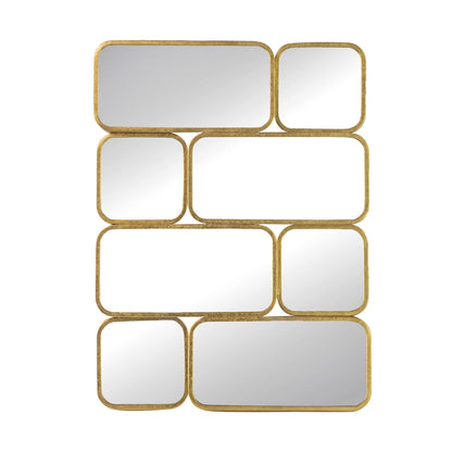 Miroir mural décoratif de luxe de 81 cm (32 pouces), avec 8 cadres incurvés en métal doré.