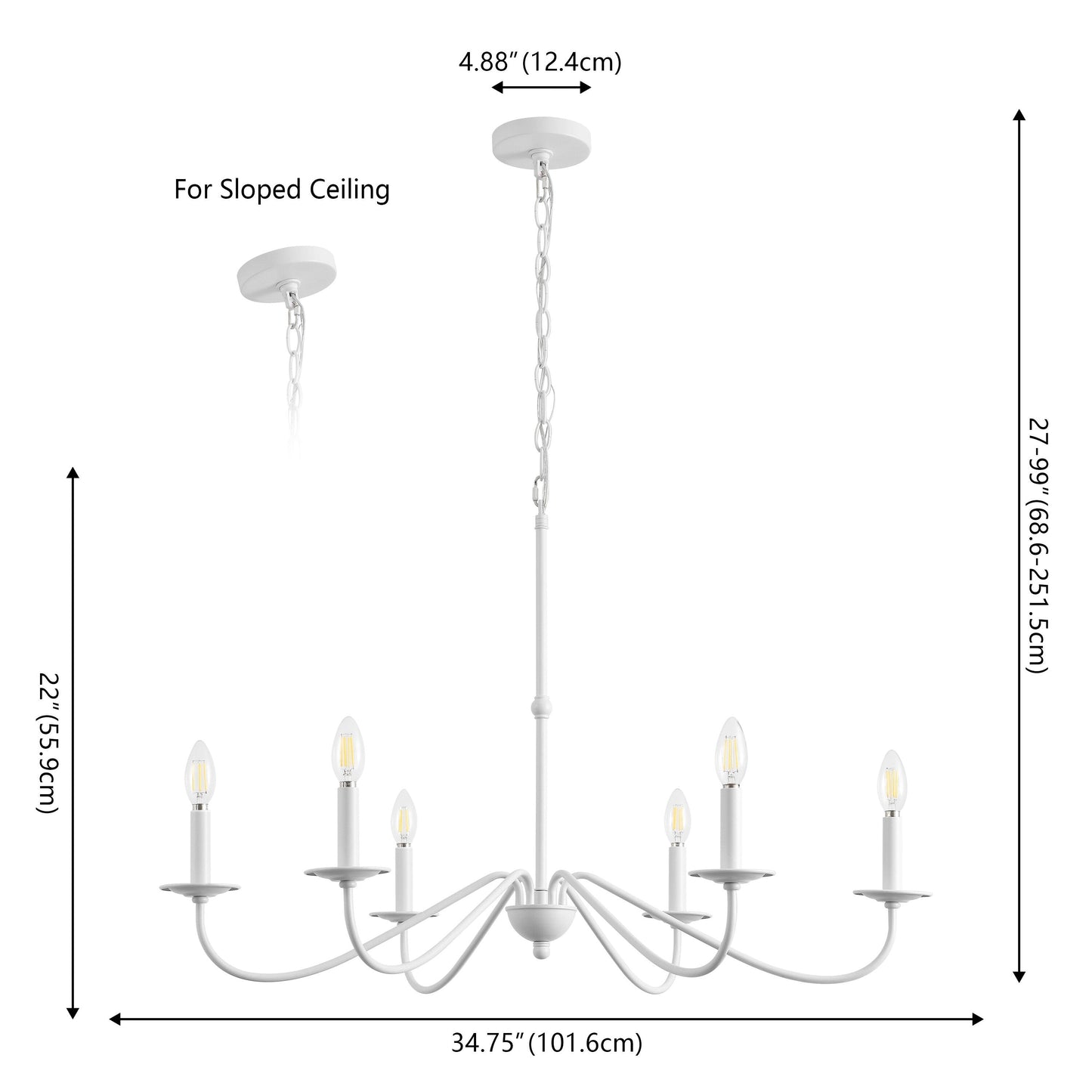 34.75 Lustre en fer à 6 lumières LED, par JONATHAN Y