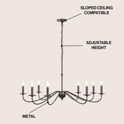 34.75 Lustre en fer à 6 lumières LED, par JONATHAN Y