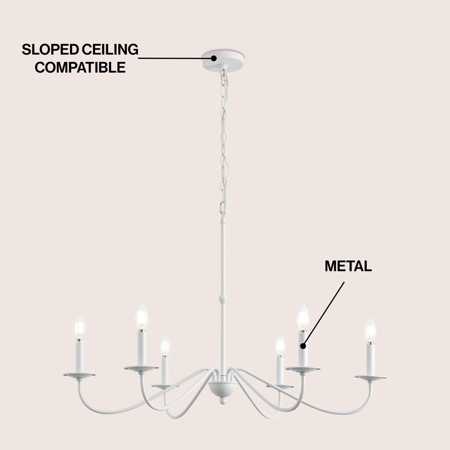34.75 Lustre en fer à 6 lumières LED, par JONATHAN Y