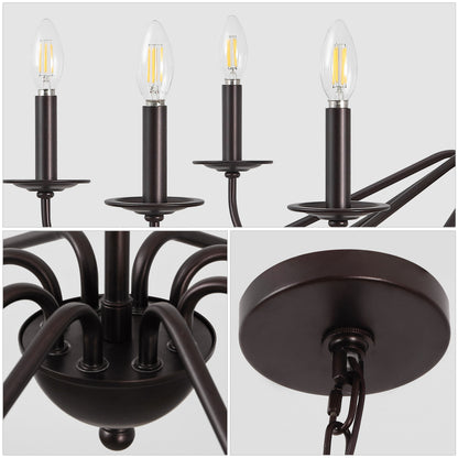 34.75 Lustre en fer à 6 lumières LED, par JONATHAN Y