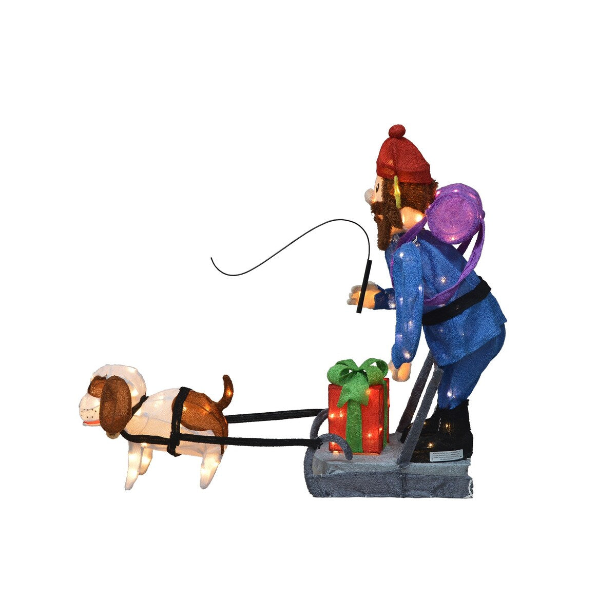 34 Rudolph Décoration de jardin LED 3D pré-éclairée, Yukon et chien debout