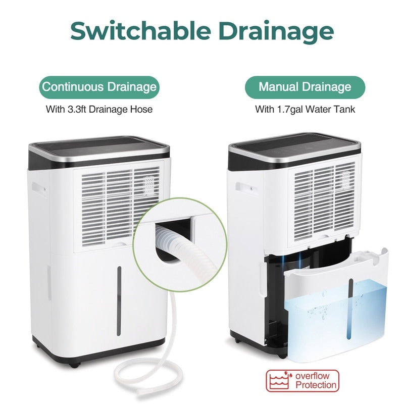 Déshumidificateurs pour sous-sols, maisons, grandes pièces et chambres à coucher, déshumidificateur de garage à faible bruit, capacité de 3500 pieds carrés.