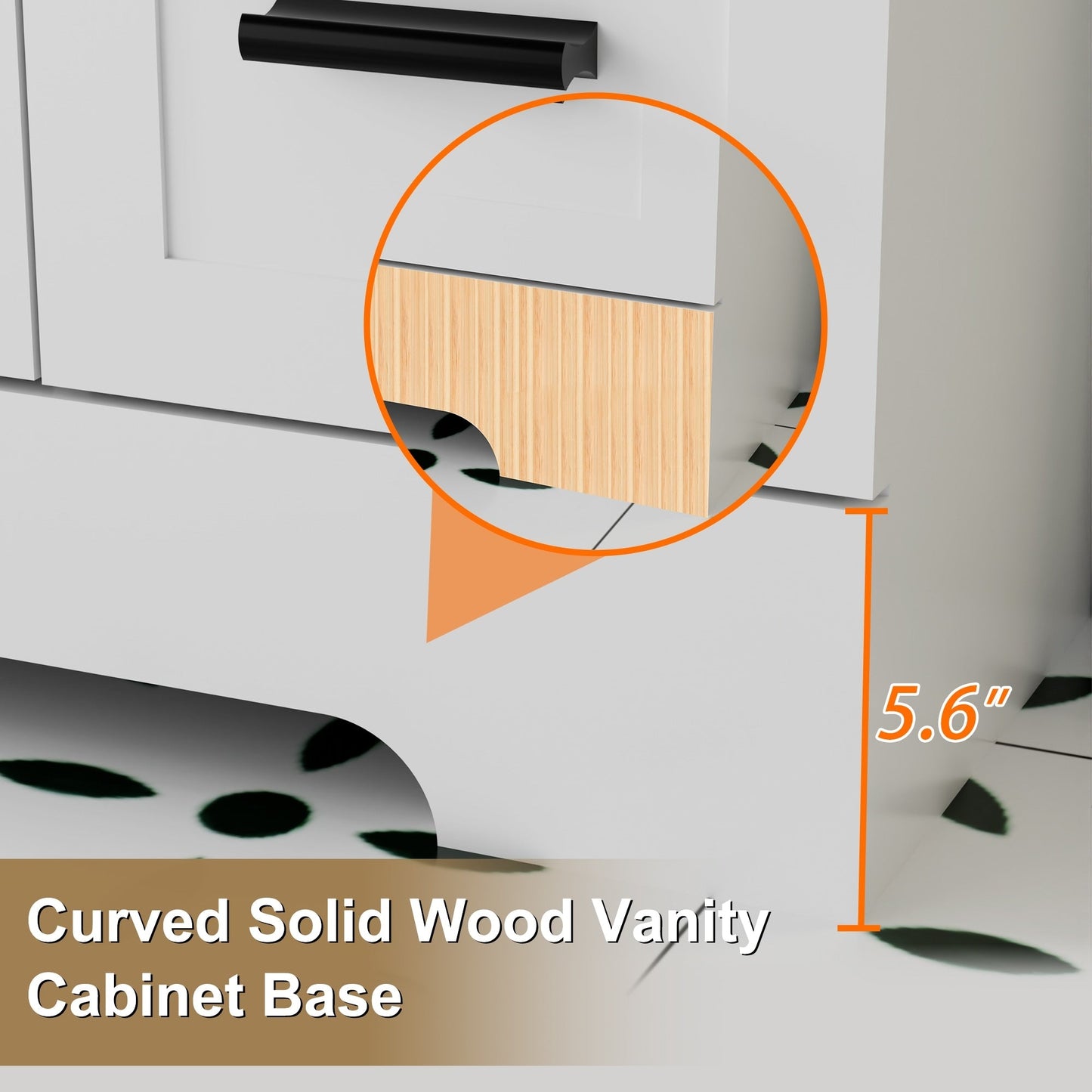 Ensemble de meuble-lavabo ondulé pour salle de bain, 30/36/48 pouces, avec lavabo et robinet.