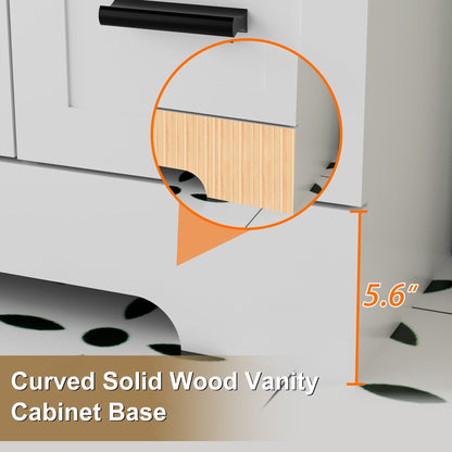 Ensemble de meuble-lavabo ondulé pour salle de bain, 30/36/48 pouces, avec lavabo et robinet.