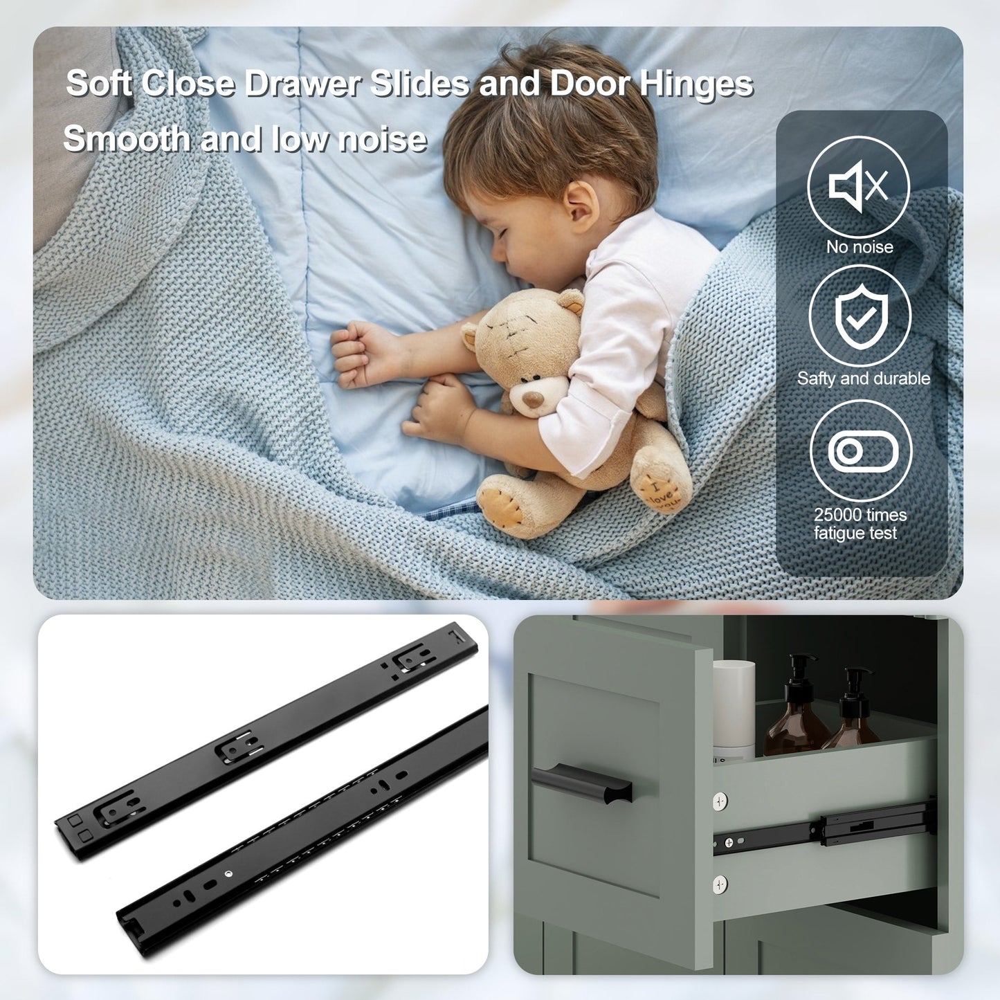 Ensemble de meuble-lavabo ondulé pour salle de bain, 30/36/48 pouces, avec lavabo et robinet.