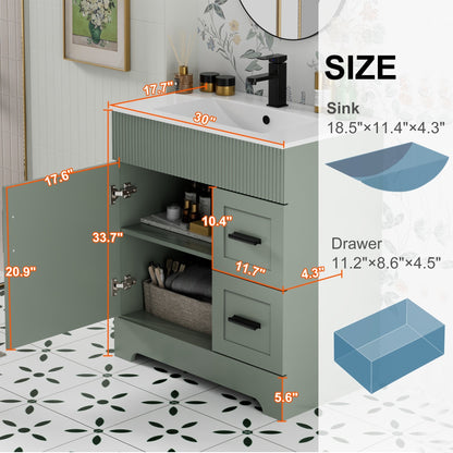 Ensemble de meuble-lavabo ondulé pour salle de bain, 30/36/48 pouces, avec lavabo et robinet.
