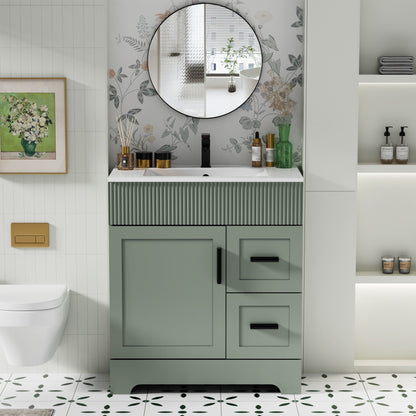 Ensemble de meuble-lavabo ondulé pour salle de bain, 30/36/48 pouces, avec lavabo et robinet.