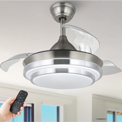 Ventilateur de plafond rétractable moderne Bella Depot 36 avec éclairage LED, lames réversibles à 6 vitesses avec télécommande