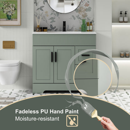 Ensemble de meuble-lavabo ondulé pour salle de bain, 30/36/48 pouces, avec lavabo et robinet.