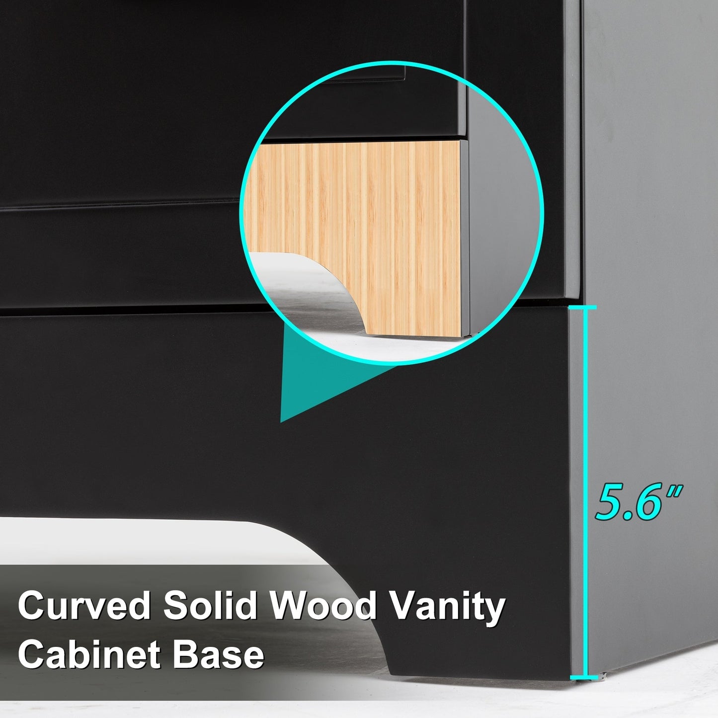 Ensemble de meuble-lavabo ondulé pour salle de bain, 30/36/48 pouces, avec lavabo et robinet.