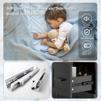 Ensemble de meuble-lavabo ondulé pour salle de bain, 30/36/48 pouces, avec lavabo et robinet.