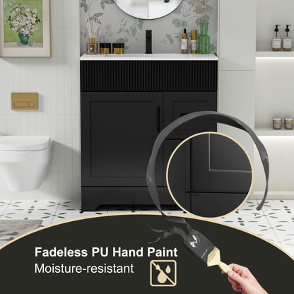 Ensemble de meuble-lavabo ondulé pour salle de bain, 30/36/48 pouces, avec lavabo et robinet.