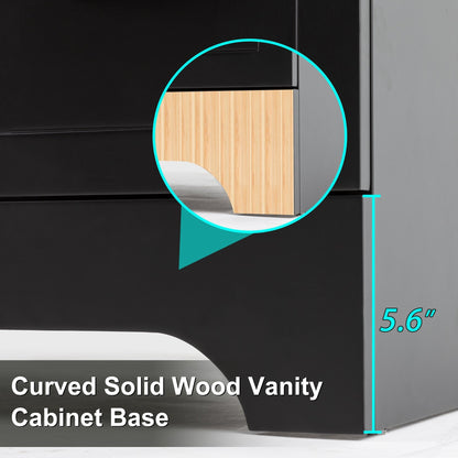 Ensemble de meuble-lavabo ondulé pour salle de bain, 30/36/48 pouces, avec lavabo et robinet.