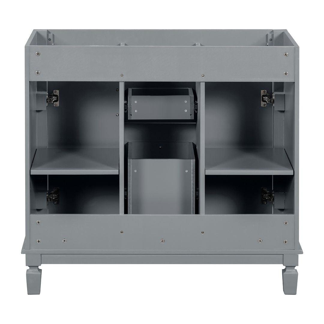 Meuble-lavabo moderne de 91 cm (36 pouces) pour salle de bain avec lavabo intégré et armoire à miroir, 2 portes et 2 tiroirs