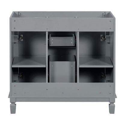 Meuble-lavabo moderne de 91 cm (36 pouces) pour salle de bain avec lavabo intégré et armoire à miroir, 2 portes et 2 tiroirs