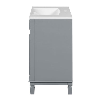 Meuble-lavabo moderne de 91 cm (36 pouces) pour salle de bain avec lavabo intégré et armoire à miroir, 2 portes et 2 tiroirs